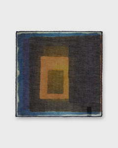 Cotton/Linen Print Pocket Square in Blue/Multi Abstract Square