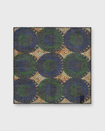 Load image into Gallery viewer, Cotton/Linen Print Pocket Square in Blue/Green Abstract Spiral
