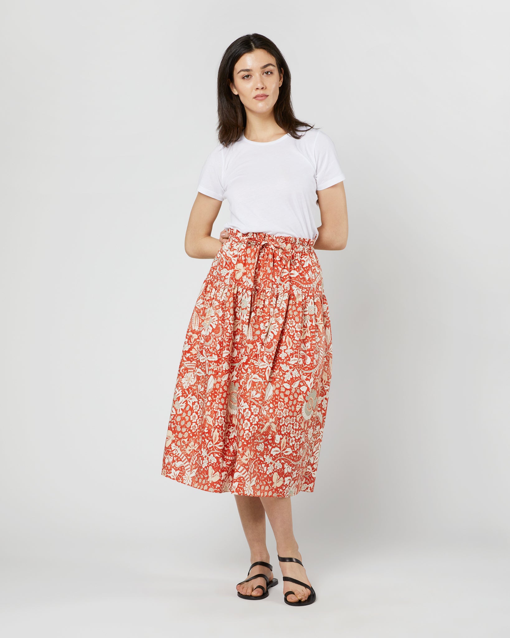 Fernanda Skirt in Orange Blossom Trailing Lotus | Shop Ann Mashburn