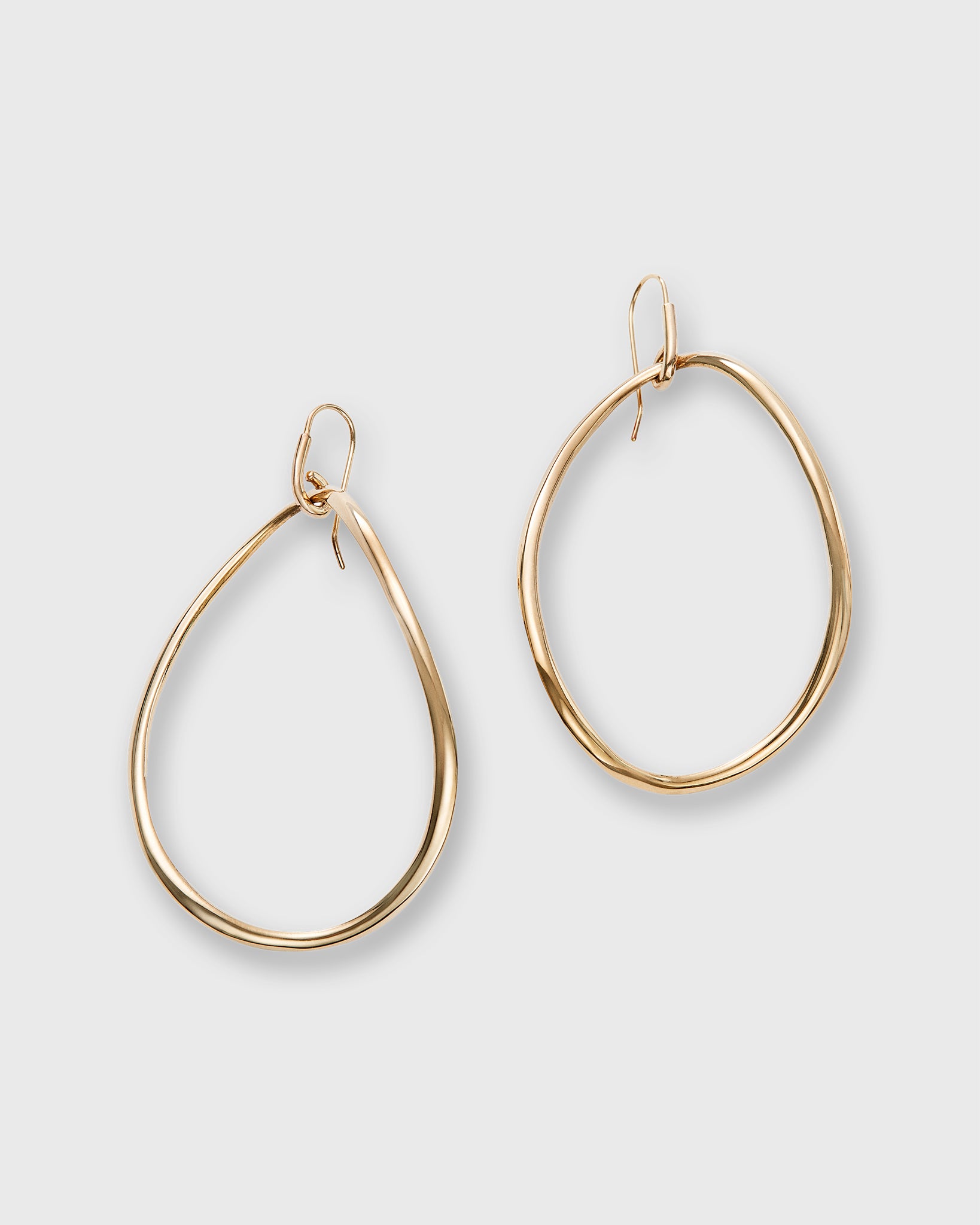 Extra Large Organic Hoop Earrings in Gold-Plated Brass