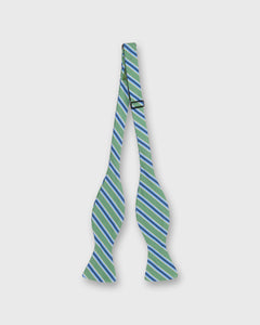 Silk Bow Tie in Green/Light Blue/Navy Stripe