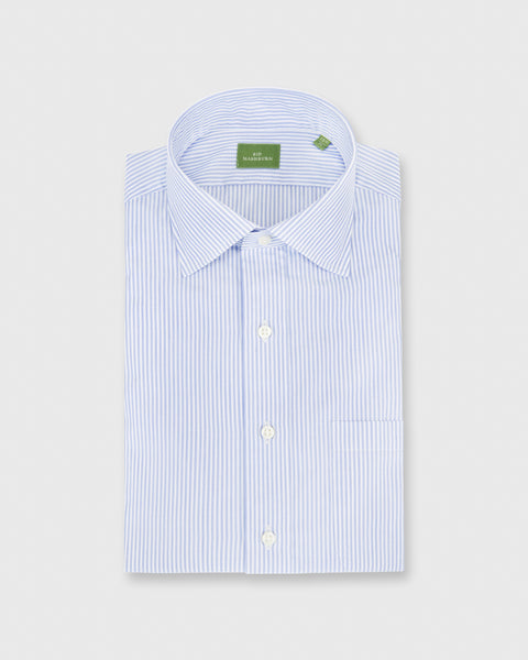 Spread Collar Dress Shirt in Blue Stripe End-On-End Spread Collar Dress Shirt in Blue Stripe End-On-End