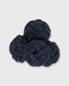Large Silk Knot Cufflinks Navy