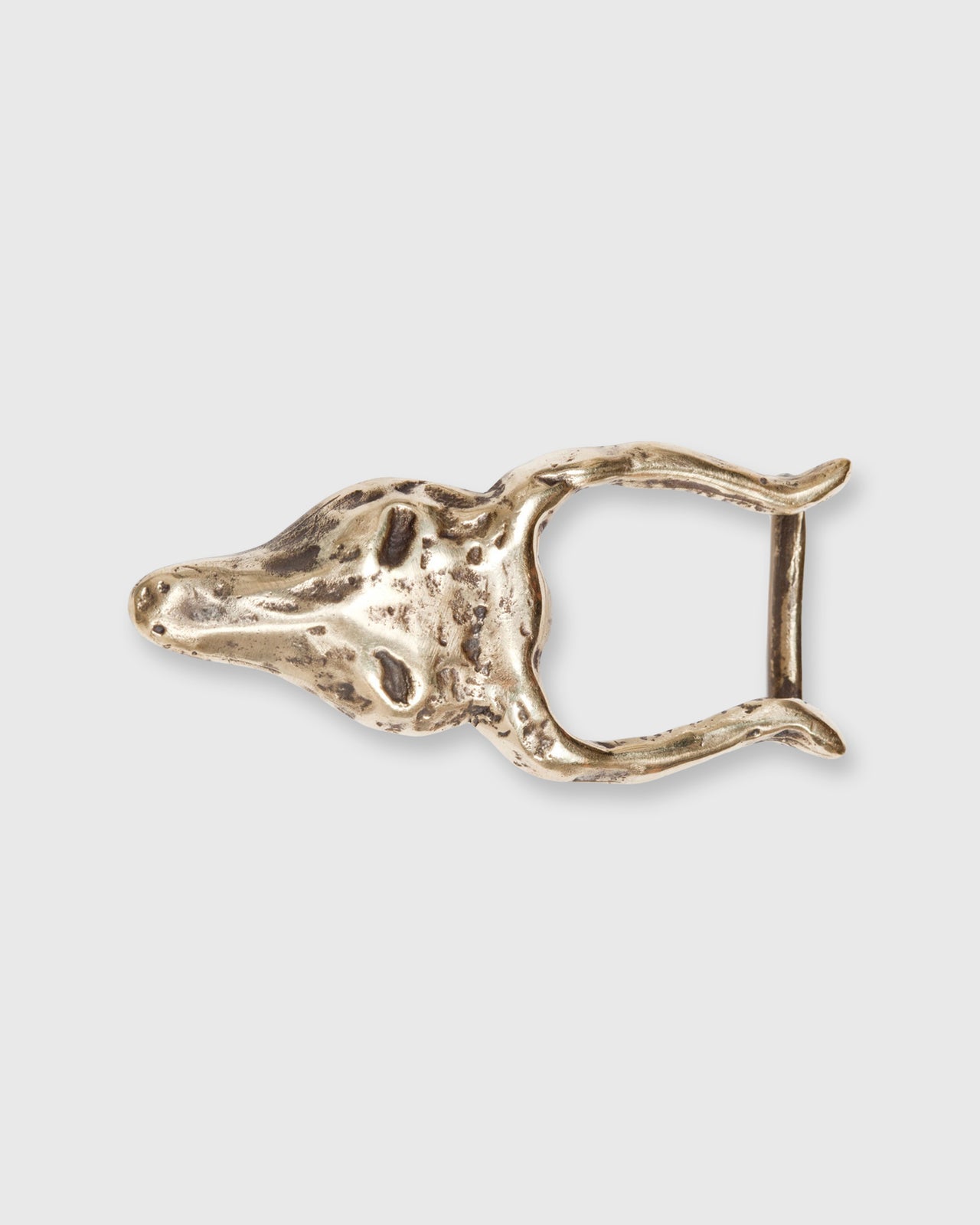 Horned Belt Buckle Brass