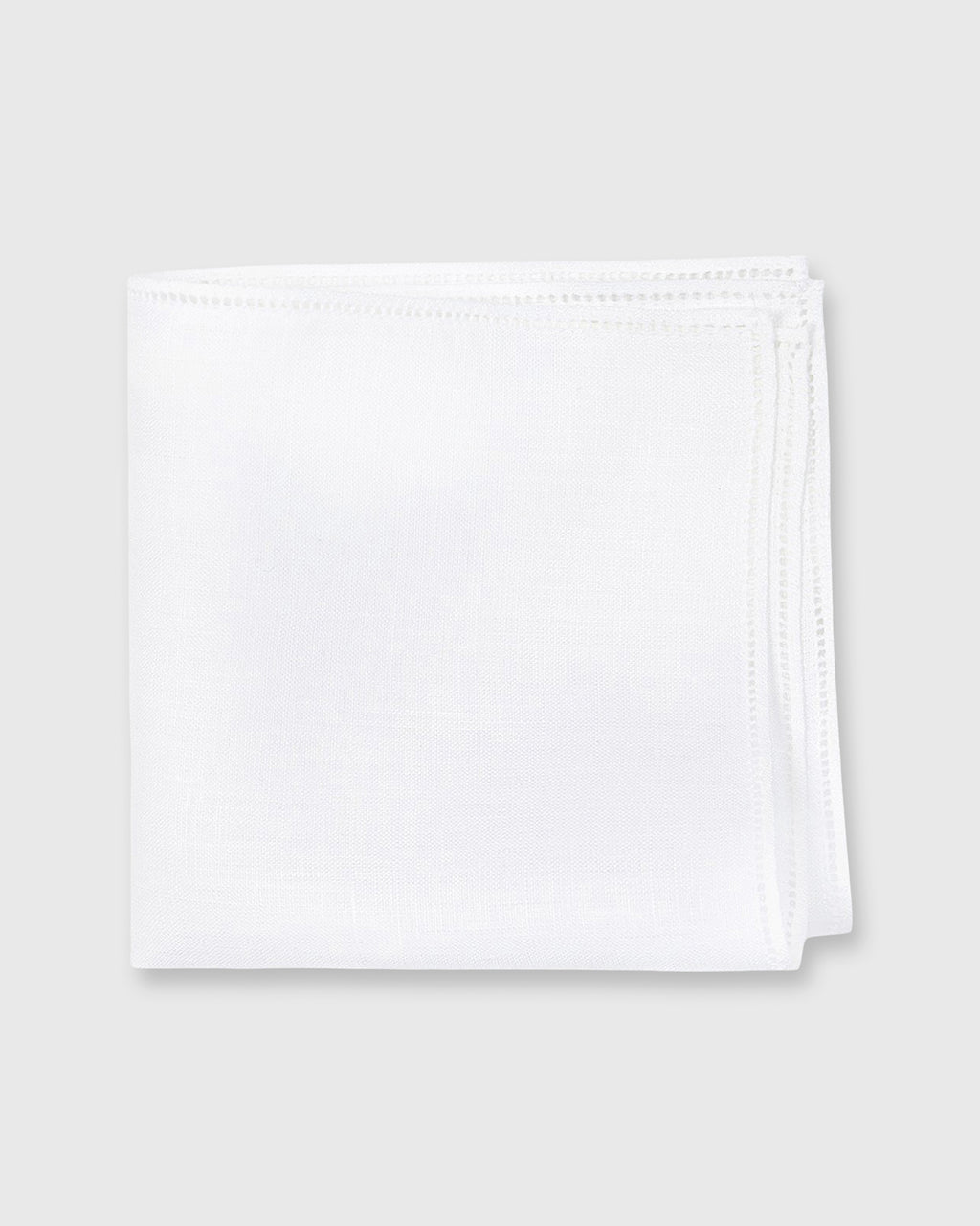 Hem-Stitched Pocket Square White Linen
