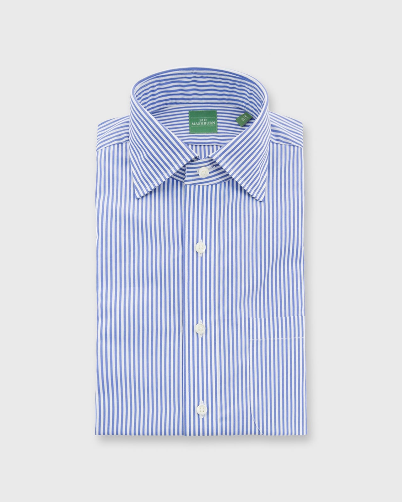Spread Collar Dress Shirt Blue Bengal Stripe Poplin