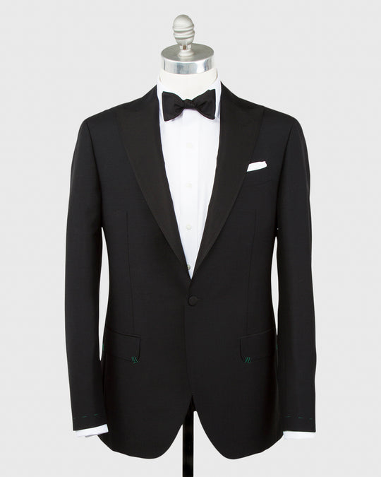 Kincaid No. 3 Peak Lapel Tuxedo Black Wool Mohair with Silk Grosgrain Trim