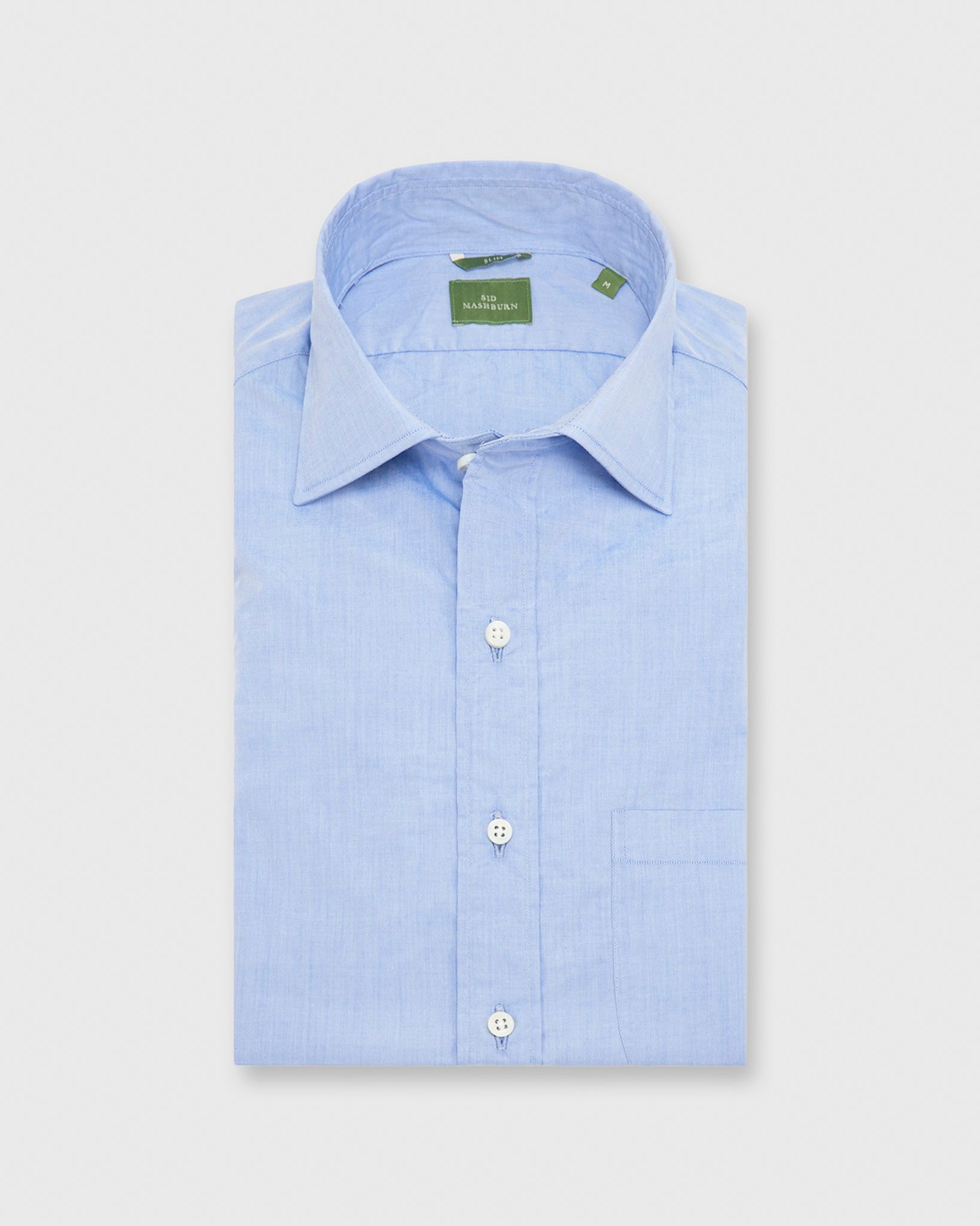 Slim-Fit Spread Collar Sport Shirt in Light Blue Chambray