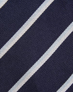 Load image into Gallery viewer, Silk Repp Tie in Navy/Sky/White Stripe
