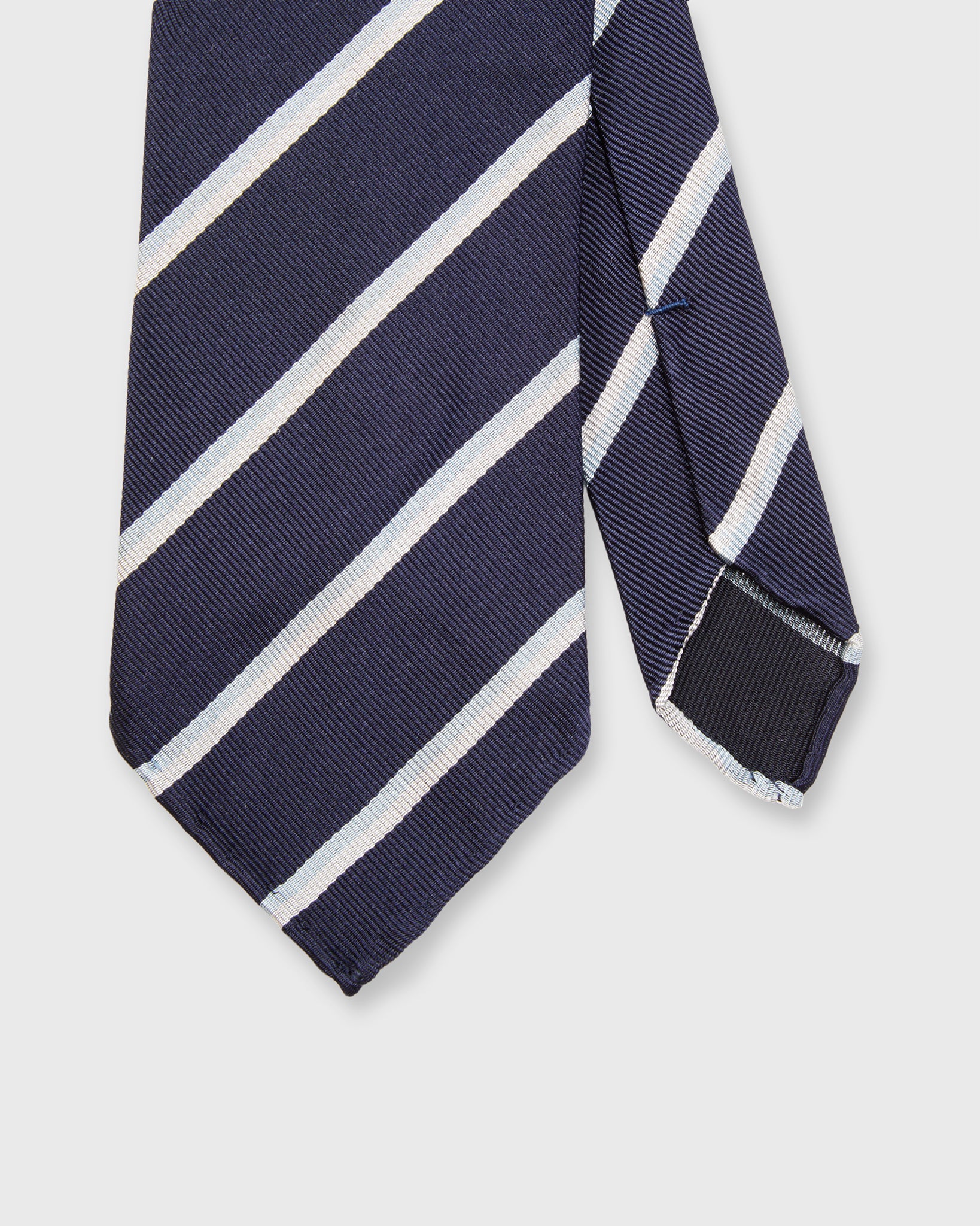Silk Repp Tie in Navy/Sky/White Stripe