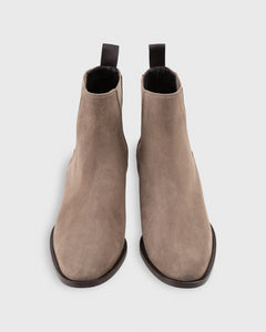 Heeled Chelsea Boot in Dark Taupe Suede