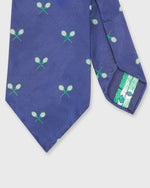 Load image into Gallery viewer, Silk Woven Tie in Navy/Green/White Racquet
