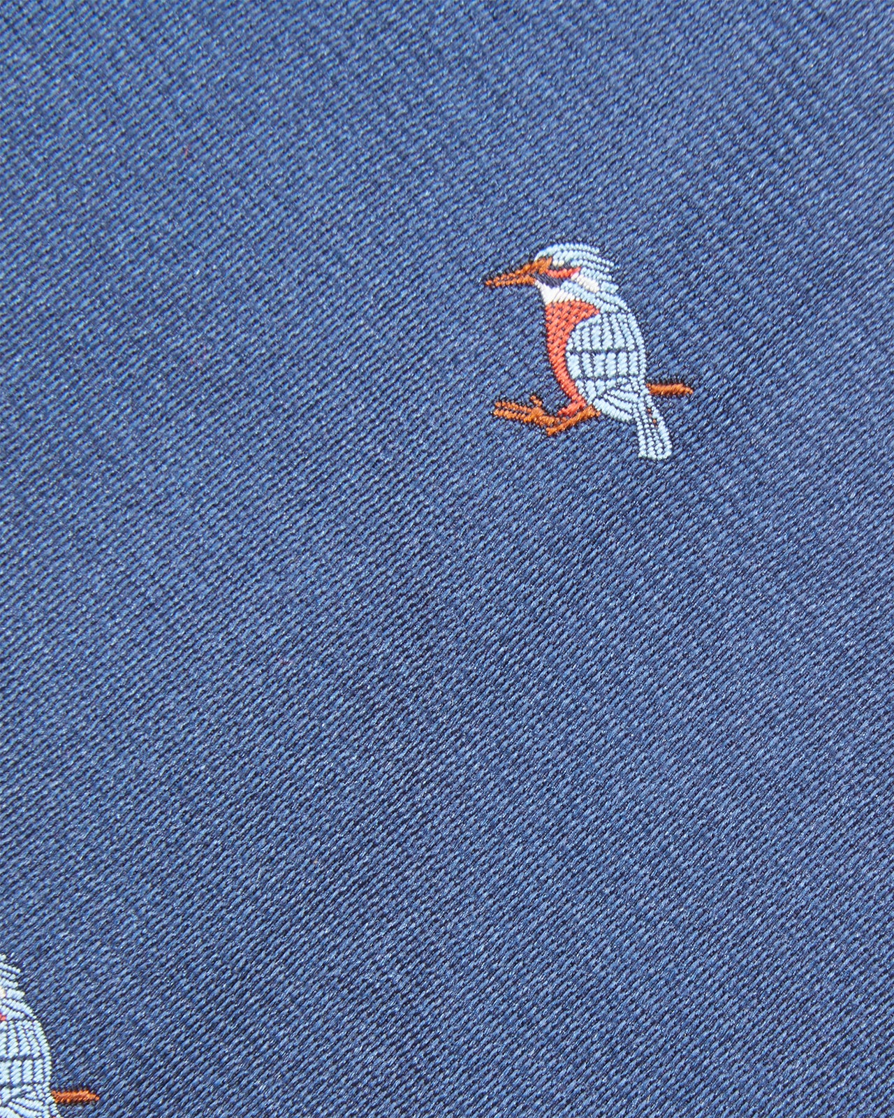 Silk Faille Club Tie in Navy Woodpecker