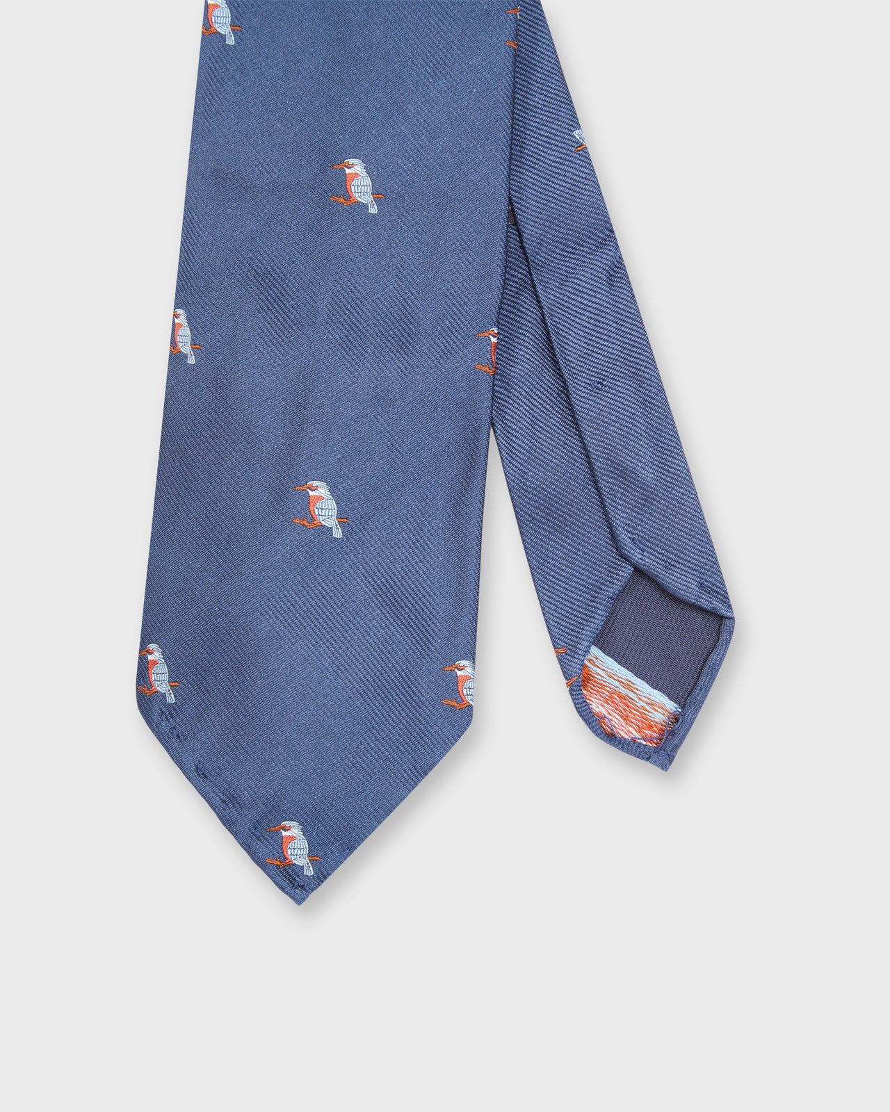 Silk Faille Club Tie in Navy Woodpecker
