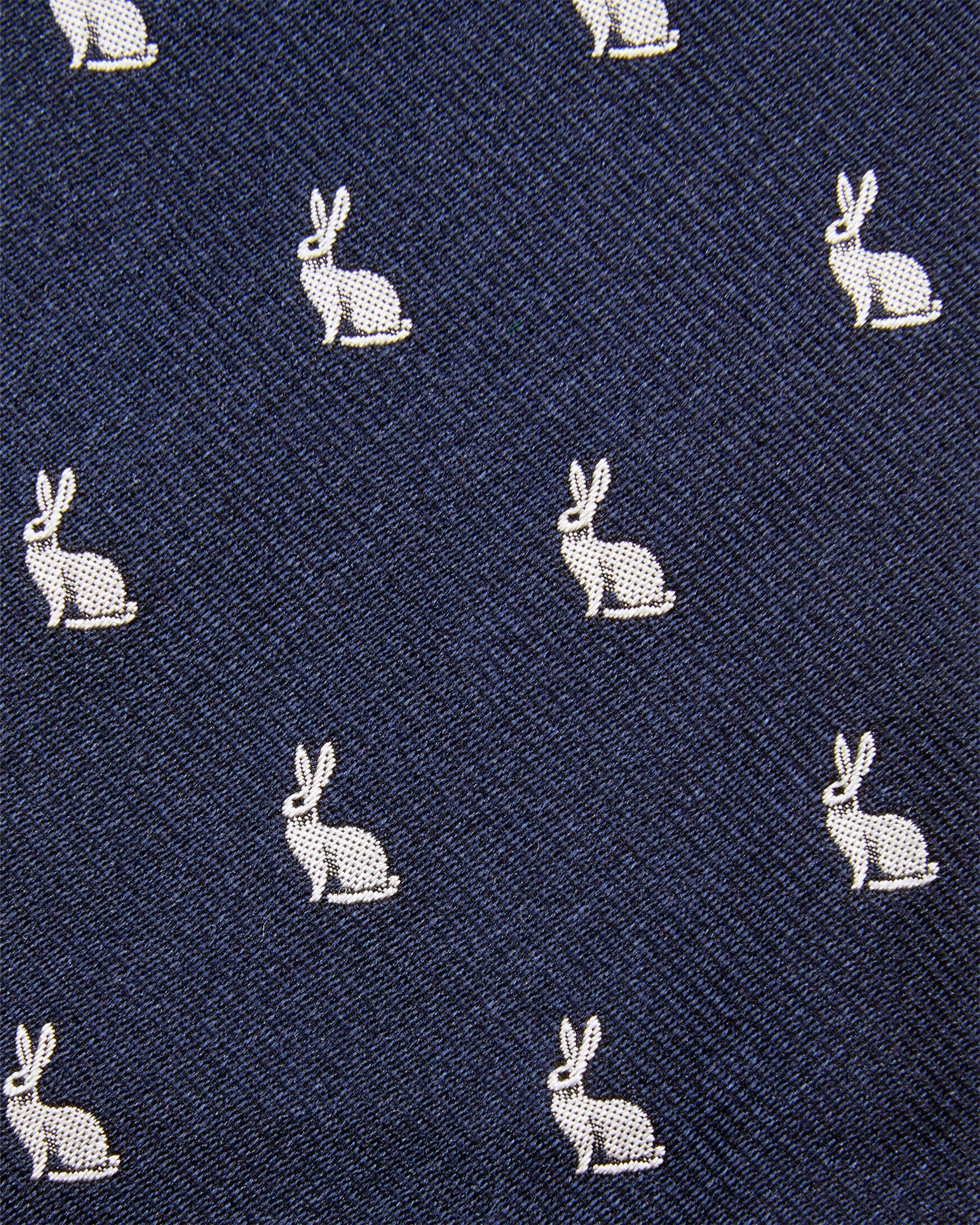 Silk Faille Club Tie in Navy/White Hare