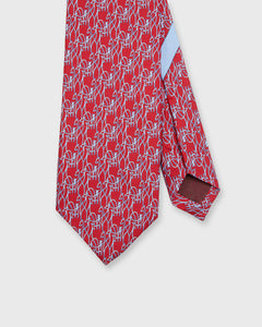Silk Print Tie in Red/Light Blue Giraffes