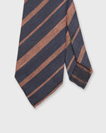 Load image into Gallery viewer, Linen/Silk Woven Tie in Navy/Orange Stripe
