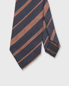 Linen/Silk Woven Tie in Navy/Orange Stripe